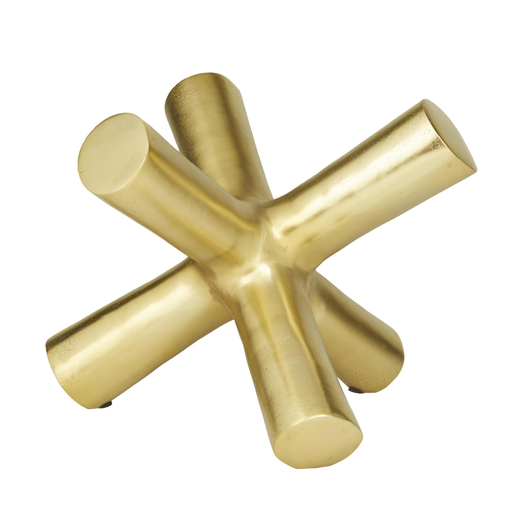 10" x 9" Gold Aluminum Metal Jack Abstract Sculpture, by DecMode