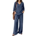 thumbnail image 4 of Lounge Sets for Women Women's 2 Piece Linen Sets Summer Two Piece Outfits 3/4 Sleeve Tops Casual Dress Lounge Capris Pants Set Travel Outfits QURATI S, 4 of 4