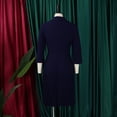 thumbnail image 6 of AURA Plus Size Notched Lapel A Line Midi Dress High Waist Pleated 3 4 Sleeve Elegant Autumn Work Dress, 6 of 10