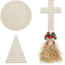 3Pcs Wood Wreath Board Frame Wooden Round Triangle Flower Wreath Boards with Holes for Mesh Wreath Form DIY Christmas Wreath Decor Supplies DIY