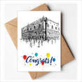 thumbnail image 1 of Arquitectura croquis paisaje Country City Landmark ilustración patron Sobre de la Carta de felicitación de la tarjeta de matrimonio, 1 of 4