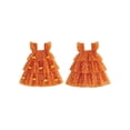 thumbnail image 2 of BemeyourBBs Toddler Baby Girl Halloween Dress Outfit Flying Sleeve 3D Pumpkin Ghost Decor Shinny Star Tutu Tulle Dress Little Girls Summer Fall Cake Smash Party Dress, 2 of 9