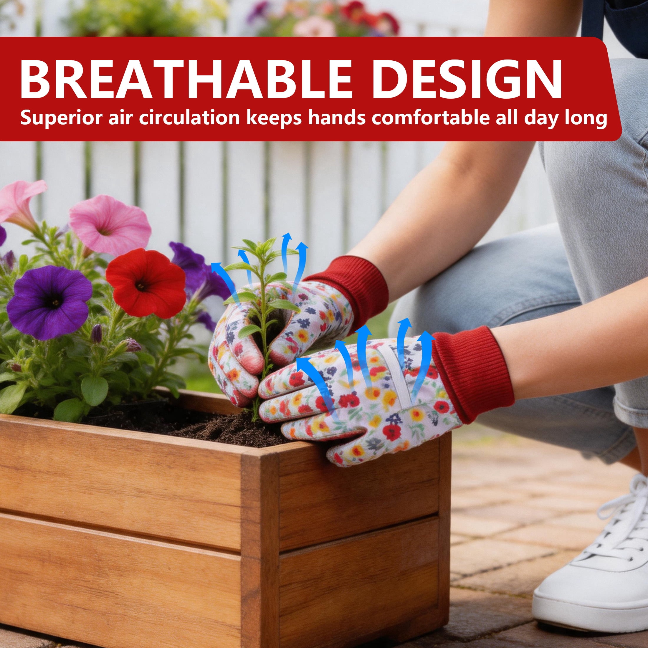 4 Pairs Gardening Gloves for Women Breathable Floral Garden Gloves with Non-Slip Grip Work Glove for Weeding Planting