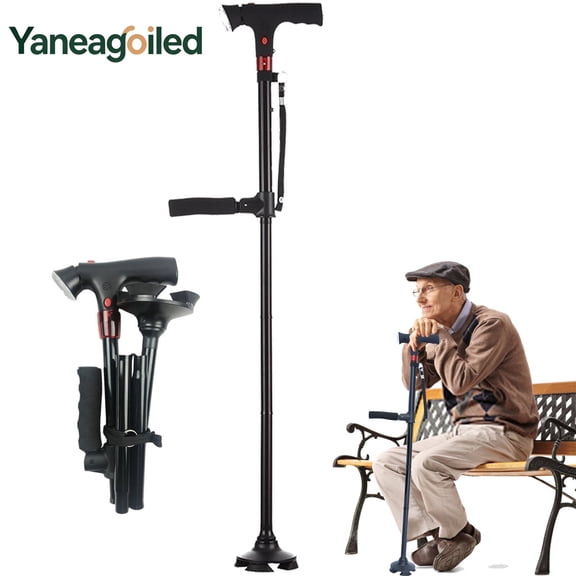 Naxir Standsecure Walking Cane - Smart Cane With Alarm & Light, Foldable,Free Standing, All Terrain, Collapsible, Adjustable For Seniors & Adults