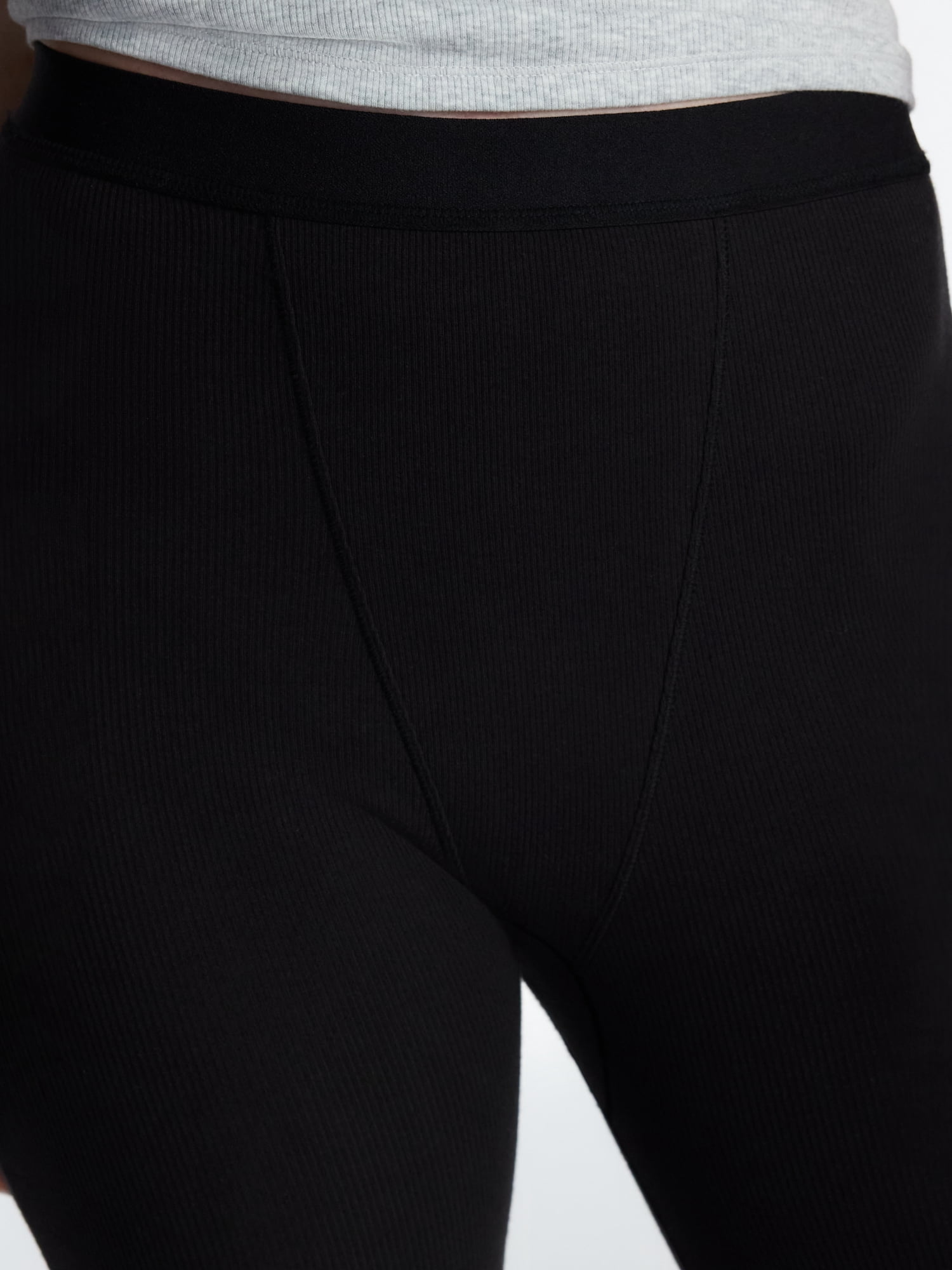 No Boundaries Cotton Stretch Ribbed Leggings, 30'' Inseam, Women's XS-XXXL