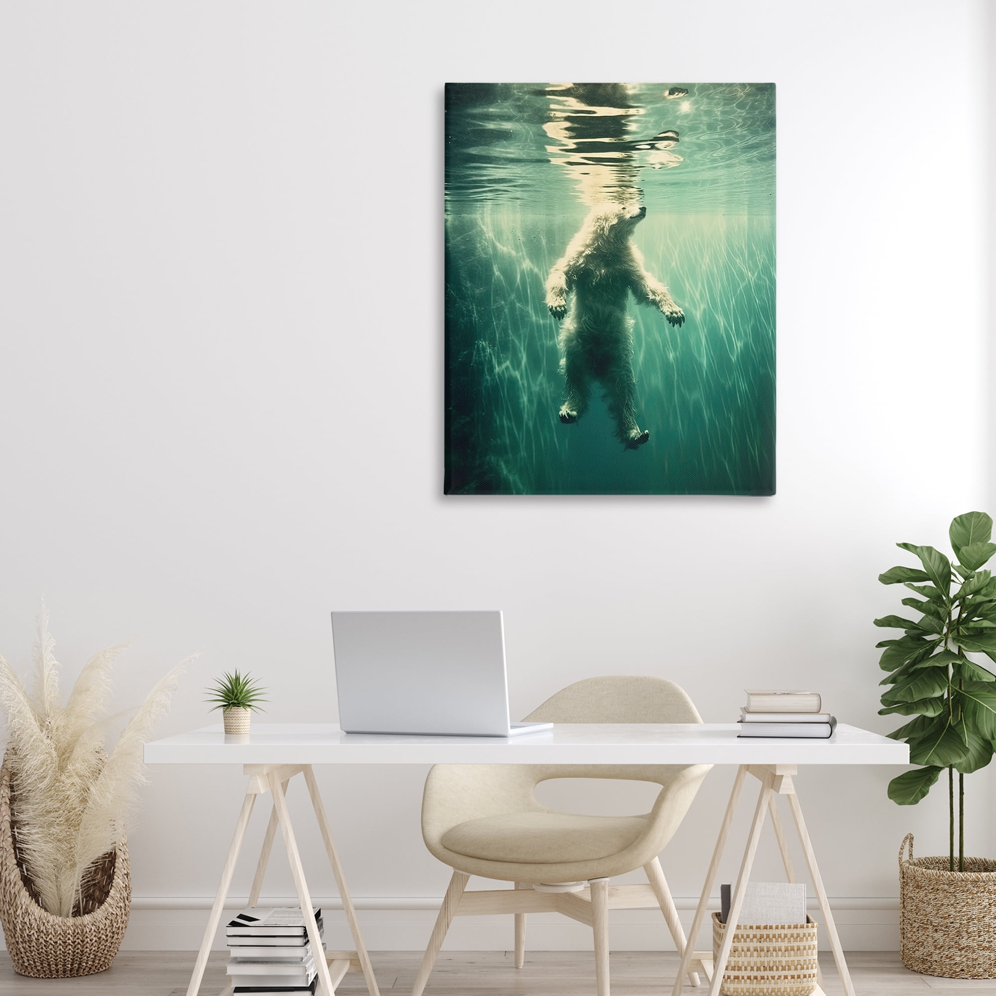 Floating Bear Underwater Canvas Wall Art, design by Decent Exposures
