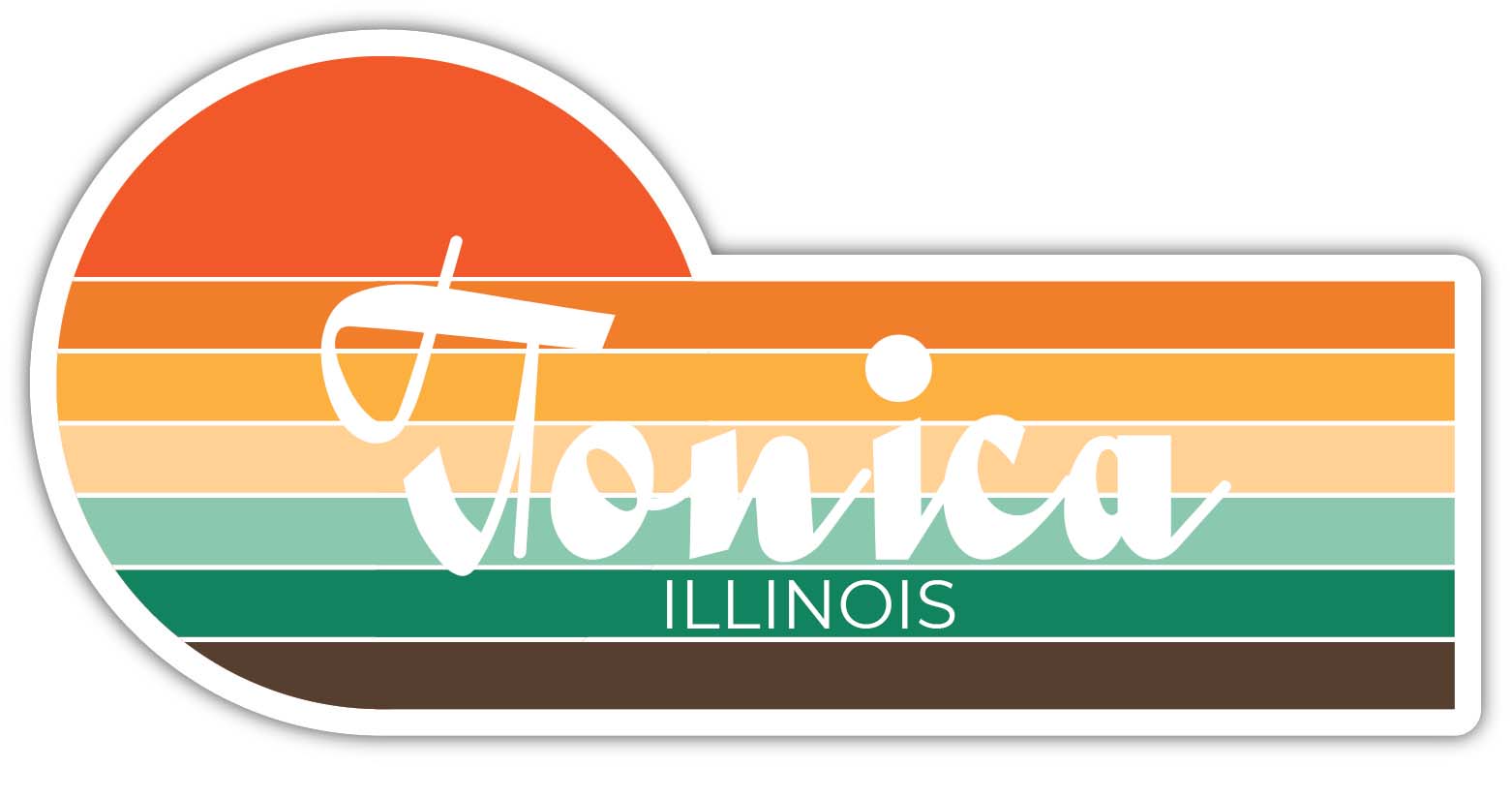 Tonica Illinois 2 x 1.25 Inch Sticker Retro Vintage Sunset City 70s