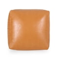 thumbnail image 5 of DeeHome Bambo Faux Leather Rectangle Pouf, Caramel, 5 of 5