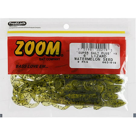 Zoom Lizard Fishing Baits, Watermelon Seed, 9pk