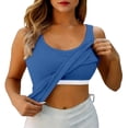 thumbnail image 2 of Ladies Camisole Tops with Built in Padding Adjustable Thin Straps Light Soft Fabric Sleeveless Shirts for Travel Office Home Light Hiking Breathable Tank (Blue,L), 2 of 9