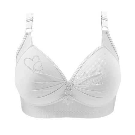 Ecqkame Bras for Women No Underwire Push Up Plus Size Daily Bra Solid Color Breathable Bras Sports Bras For Women 1PC-White B XS on Clearance