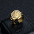 thumbnail image 3 of Hip Hop Iced Out Hemp Leaf Ring 14K Yellow Gold Cool Rings For Men Hippie Jewelry Gift, 3 of 6