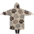thumbnail image 2 of Oversized Wearable Blanket Hoodie,Paw Print Sherpa Blanket Hoodie with Super Pockets,Super Warm Fuzzy Pullover for Women & Men, 2 of 6