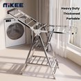thumbnail image 2 of Heavy-Duty Foldable 3-Tier Clothes Drying Rack, Thickened Stainless Steel Frame with Anti-Slip Wheels for Indoor Outdoor Use, Space-Saving Laundry Rack, 2 of 13