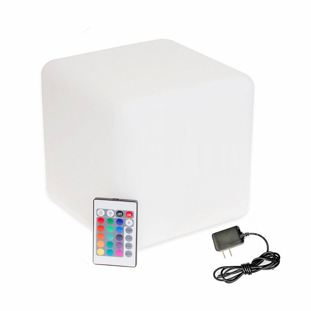 Hullaballoo 20-Inch LED Light Cube Decorative Glow Furniture Waterproof Rechargeable Adjustable RGB Color Changing w/Remote for Party Lamp Night Romantic Indoor Outdoor Lighting