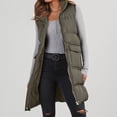 thumbnail image 2 of Veste Longue Matelassée à Capuche pour Femmes, Couleur Unie, à Simple Boutonnage, Cardigan Manteau, 2 of 5