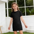 thumbnail image 4 of Abcomgle Summer Dresses for Girls 14-16 Casual A Line Short Sleeve Girls Tshirt Dresses Solid Crew Neck Sundresses Lightweight Dresses,Black,7-8Years, 4 of 7