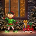 thumbnail image 2 of Haute Decor Elf Pulling Wagon Christmas Decor w/ 100 LED Lights, Warm White, 2 of 2