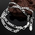 thumbnail image 1 of Collares de plata de ley 925 de oro de 18 quilates, collar de cadena lateral de 20 pulgadas y 6MM para hombres y mujeres, joyería de moda para fiesta de boda, 1 of 2