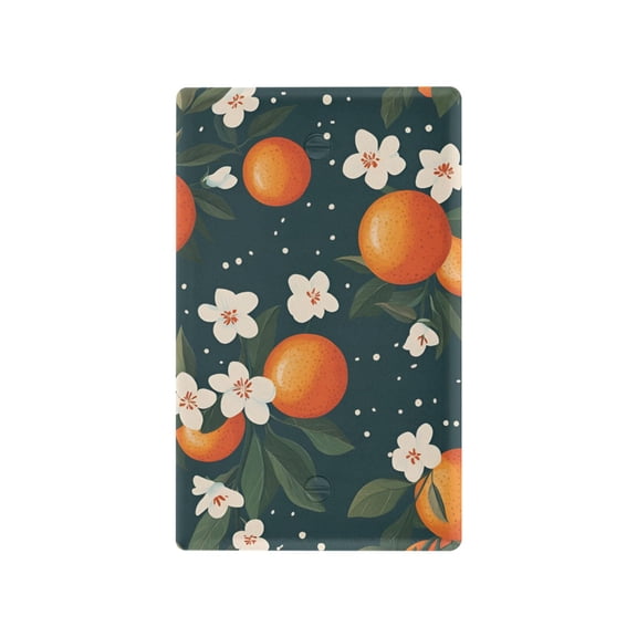 Yayeee Blank Wall Plate Cover 1-Gang 4.5"x2.7" Home Unused Decorative Outlet, Blue Floral Oranges