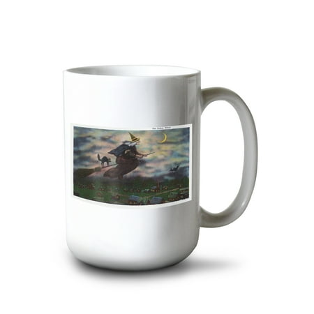 

15 fl oz Ceramic Mug Salem Massachusetts View of the Salem Witch on her Broom Dishwasher & Microwave Safe