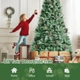 thumbnail image 6 of Gymax 8 Ft Snow Flocked Christmas Tree Artificial Unlit Hinged Tree w/Pine Cones, 6 of 10