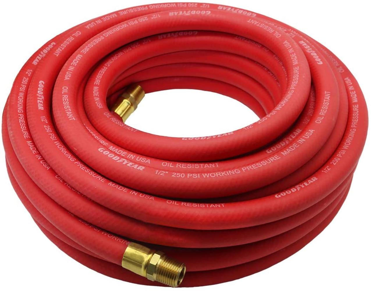 Goodyear 12709 Red Rubber Air Hose 1/2Inch x 50Feet 250 PSI, 250 PSI