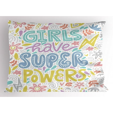 Feminist Pillow Sham Boho Feminist Design With Colorful Floral
