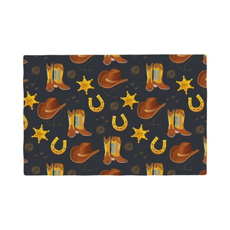 

Placemats Set of 4 Wild West Golden Horseshoe Heat Resistant Non - Slip Place mats Waterproof table mat for Kitchen Dining-4片装