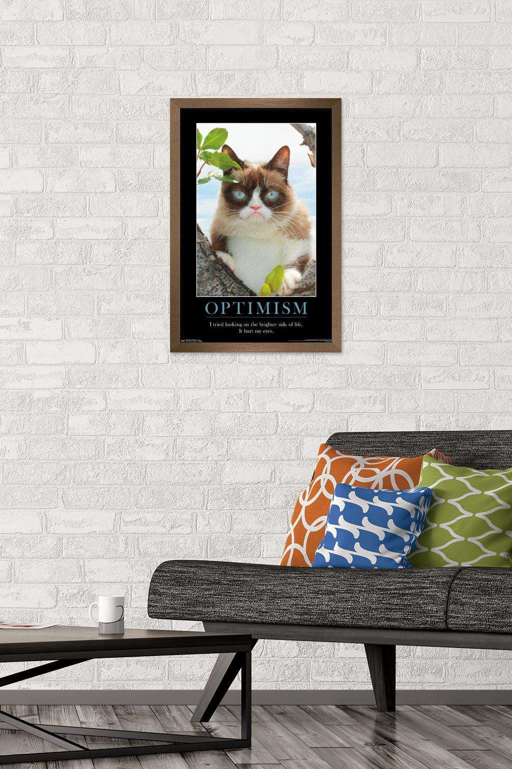 Grumpy Cat - The Brighter Side Wall Poster, 14.725" x 22.375", Framed