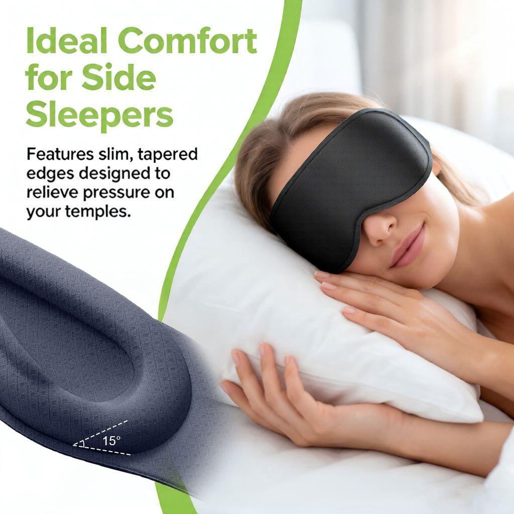 FACEMOON Weighted Sleep Mask 100% Blackout 3D Contoured for Men and Women Deep Restful Sleep Soft Memory Foam Zero Pressure Long Flight Black