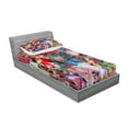 thumbnail image 2 of Ambesonne Colorful Fitted Sheet & Pillow Sham Set, Peacock Feather Animal, Twin, Green Blue Red, 2 of 2