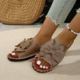 thumbnail image 5 of HVOBTTY Women's Summer Fashion Casual Solid Color Bow Decor Versatile Open Toe Flat Heel Sandals Outdoor Beach Walking Shoes Khaki, 36, 5 of 5