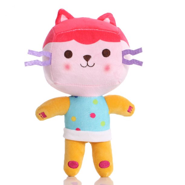 Casa de muñecas Gabby, juguete de peluche Mercat, animales de peluche de dibujos animados, coche de sirena, gato, muñeco de peluche para niños