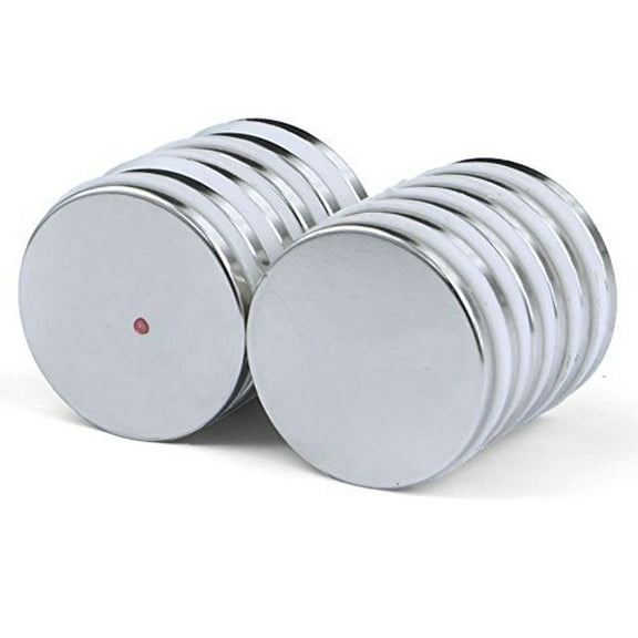12pk - Neodymium Disc Magnets 1.26" x 1/8" (32mm x 3mm) with Double-Sided Adhesive – Rare Earth Magnets for Crafts, DIY, Science, Office & Hobby