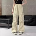 thumbnail image 2 of Pantalones Cargo para niñas, pantalones largos de pierna ancha, finos, holgados, informales, a la moda, para estudiantes de secundaria, verano 2024, 2 of 4