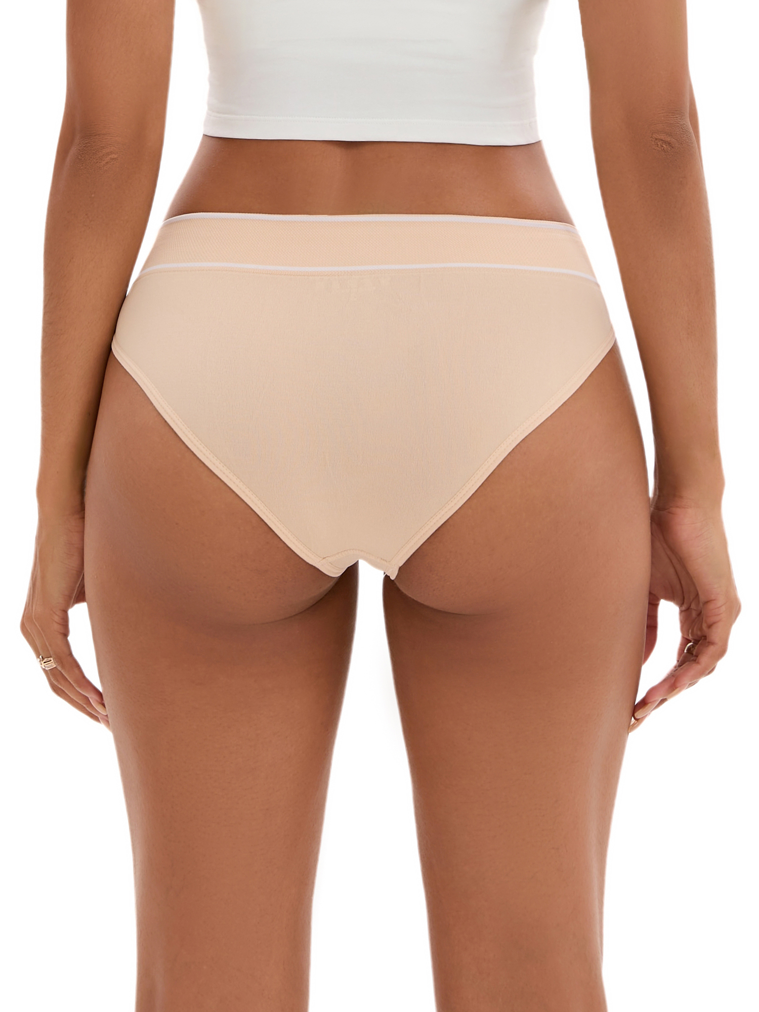 Unique Bargains Women's High Elasticity Panties Mid-Waisted No Trace Briefs S Beige
