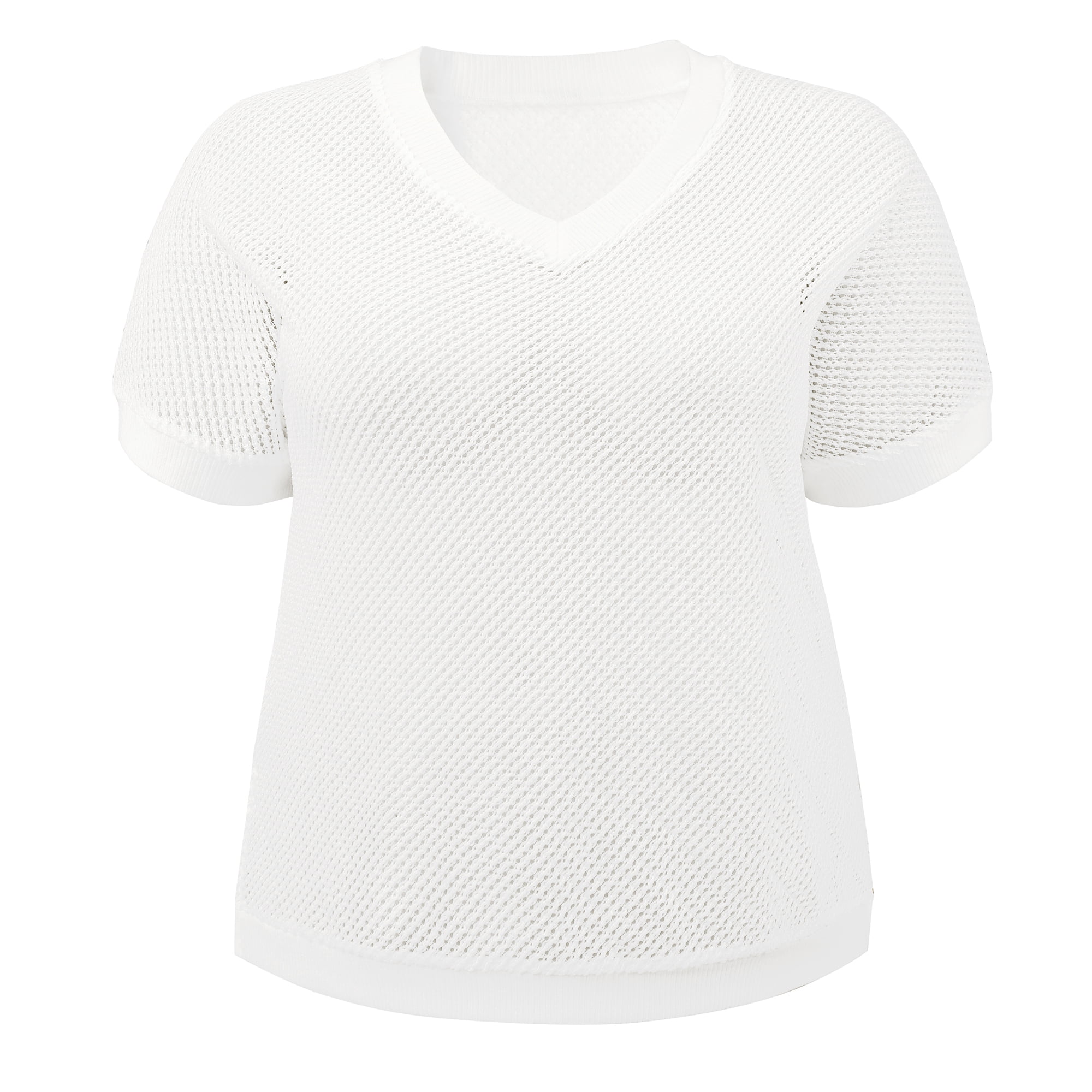 DARING DIVA Women's Plus Half Sleeve Waffle Knit Blouse Casual Top 3X White