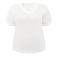 thumbnail image 4 of DARING DIVA Women's Plus Half Sleeve Waffle Knit Blouse Casual Top 1X White, 4 of 6