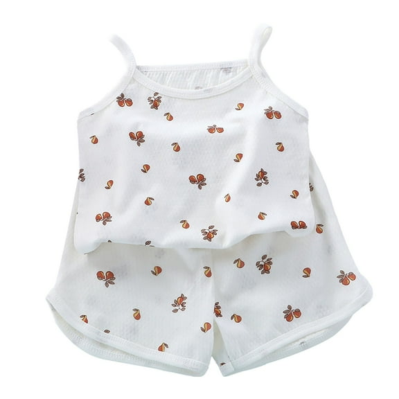 LNMQLPDBS Toddler Sets for Girls Home Set 2pcs Cute Print Summer Sleeveless Cami Tops and Shorts Infant Outfits Set Baby Girl Gifts Newborn Gift Set Kids Soft Cute Summer Vest Outfits E 3-4 Years
