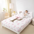 thumbnail image 3 of Erosebridal Aesthetic Coquette Bowknot Bed Sheets,Letter P Monogrammed King Sheets For Girls Kids,Pink White Brown 4-Piece, 3 of 6