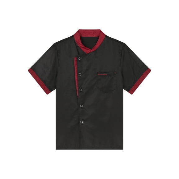 Miutii Unisex Classic Chef Coat Short Sleeve Kitchen Chef Jacket for Men and Women Restaurant Cooking Black XL