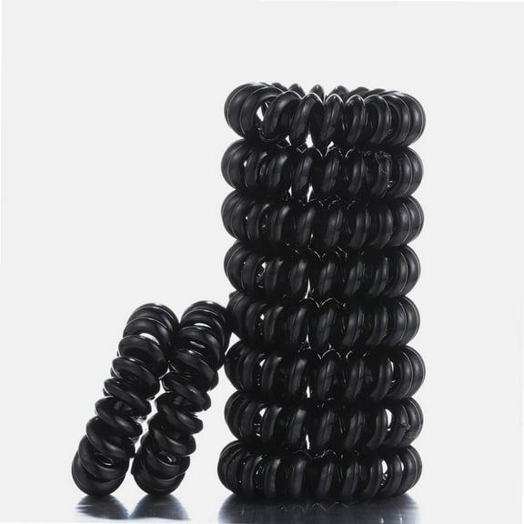 Elastic Spiral Hair Ties- Non Marking Hair Ties for Women, Reusable Rubber Bands for Hair (Black)