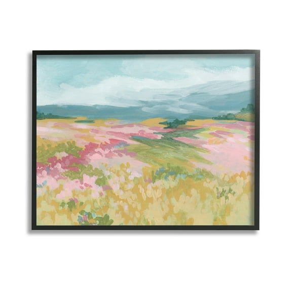 Stupell Industries Abstract Mountain Hills Landscape Painting Black Framed Art Print Wall Art, 14 x 11