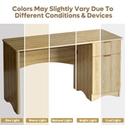 Bestier 47 Computer Desk with Drawer, Modern Home Office Desk with Storage Cabinet, Fluted PC Study Writing Desk for Small Spaces, Oak