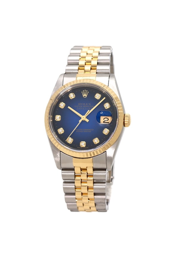 Pre-Owned Rolex 16233G Datejust 10P Diamond Blue Gradient Watch Stainless Steel/SSxK18YG Men's...