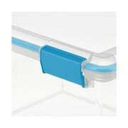 Sterilite Gasket Box, 32 Quart Clear Weather-Resistant Plastic File Storage Bin with Gasket Seal and Latch Lid, Blue