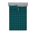 thumbnail image 2 of Tropical Bedding Set with Sheet & Covers, Aqua Color Line Art Exotic Ginkgo Leaves Repeating Pattern, Printed Bedroom Decor 2 Shams, 4 Sizes, Turquoise Dark Teal, by Ambesonne, 2 of 3