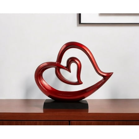 12" Red and Black Aluminum Tabletop Sculpture