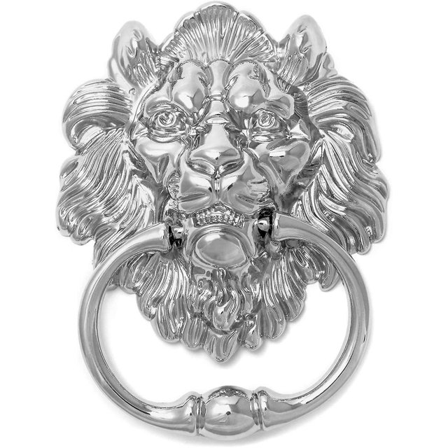 Jinsinto Lion Head Knocker With Screws, Large Silver Lion For Front Doors & Main Porches Accessories(1pcs)